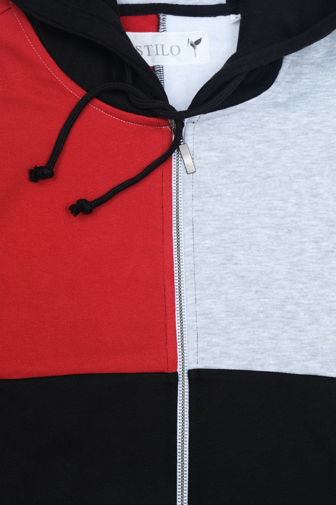 Multicolor Panel Regular Fit Pullover Hoodie -