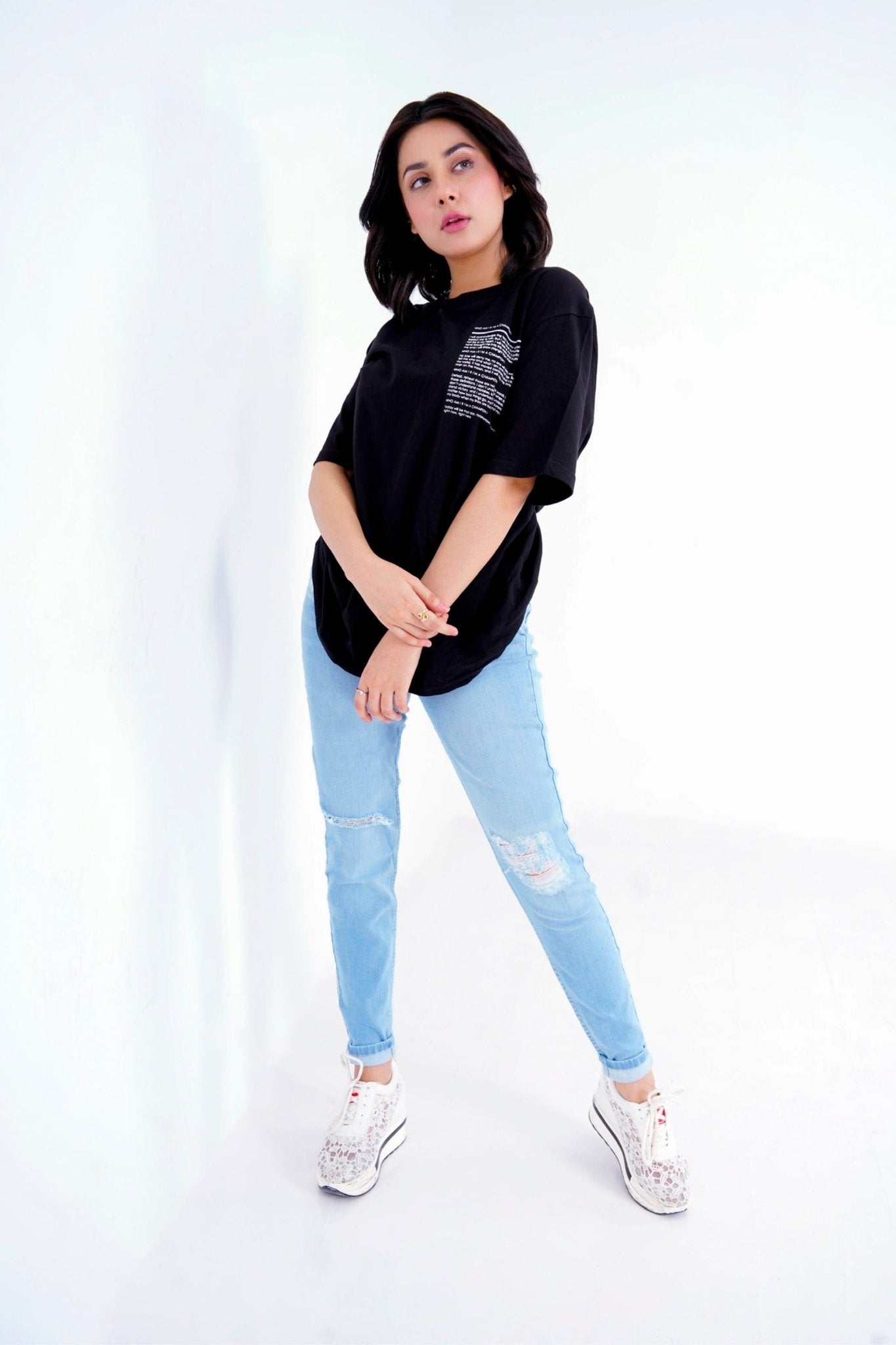 Poetry Paragraph Oversized Tee - Tops