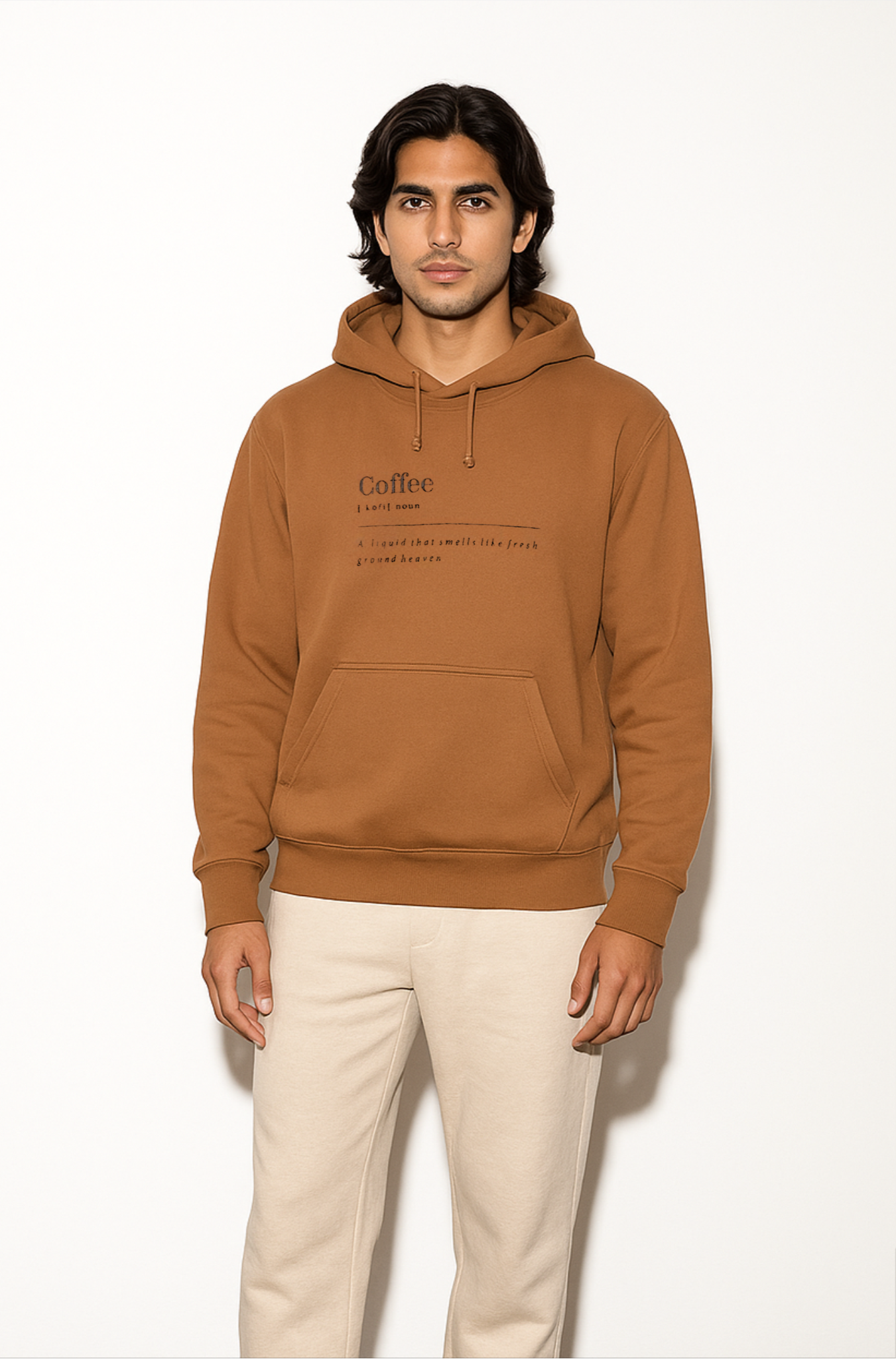 Coffee Regular Fit Pullover Hoodie
