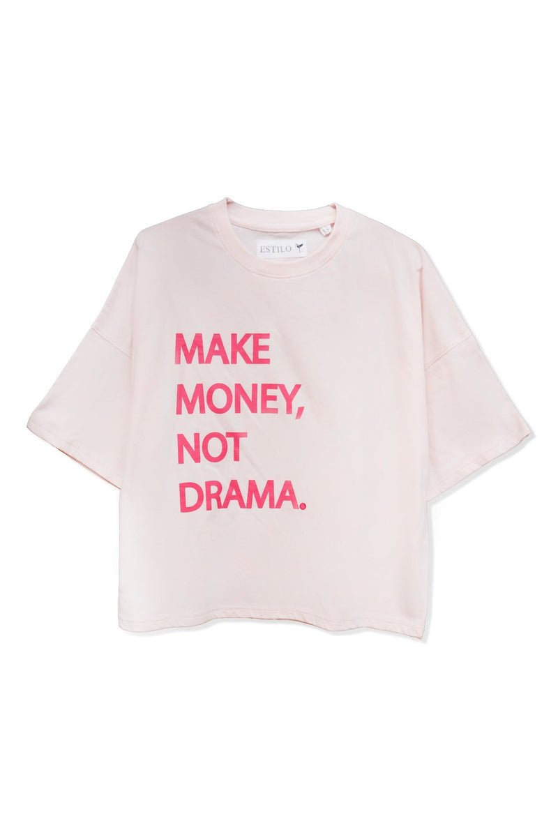 No Drama Baggy Fit Graphic T Shirt - Tops