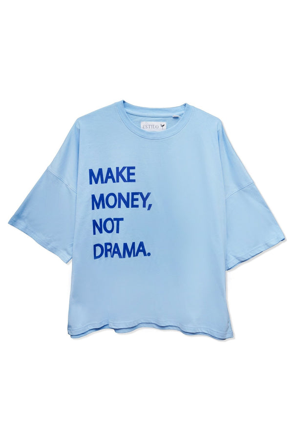 No Drama Baggy Fit Graphic T Shirt - Tops