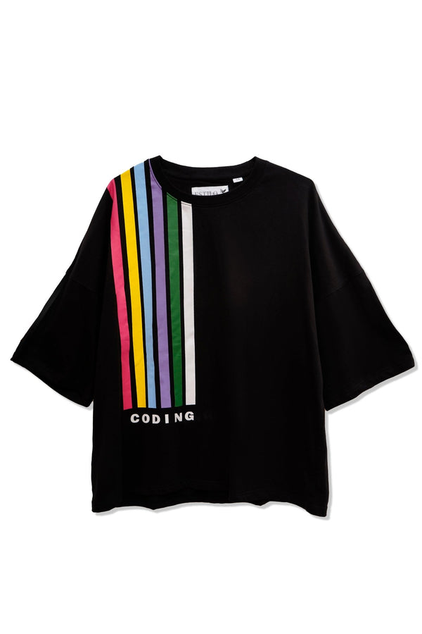 Coding Baggy Fit Graphic Tee - Tops