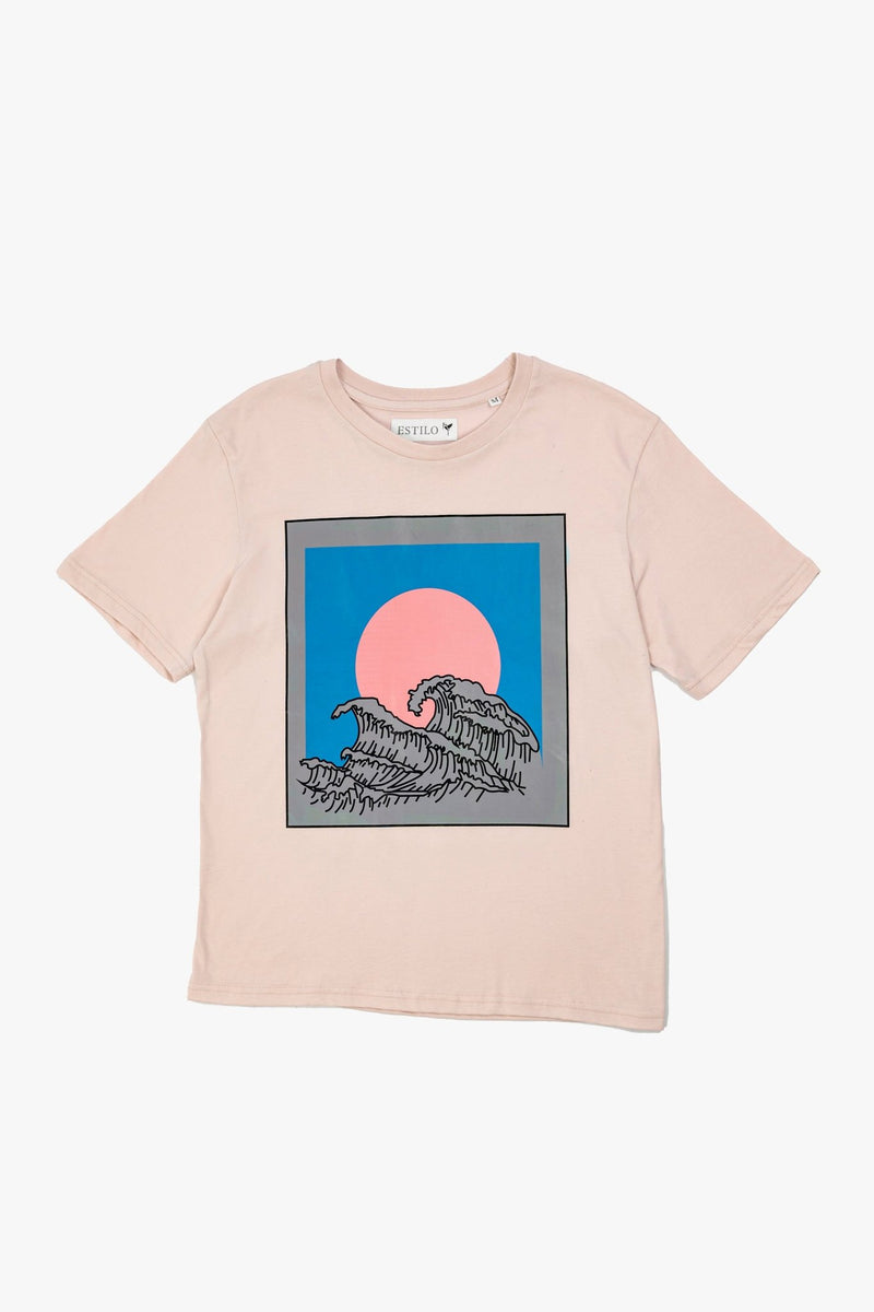 Sunset Oversized Graphic Tee - Tops